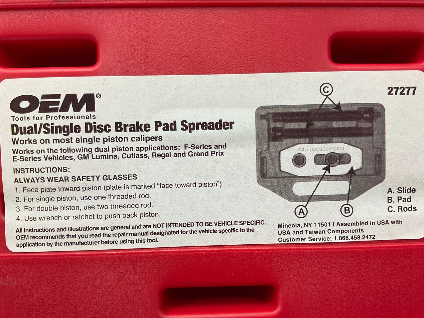 USED #34 - OEM Tools 27277 Dual / Single Disc Brake Caliper Piston Pad Spreader