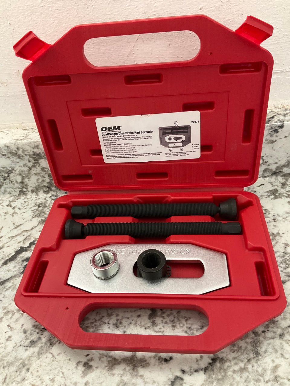 OEM Tools 27277 Dual Piston Brake Caliper Brake Pads Tool, Disk Brake Spreader