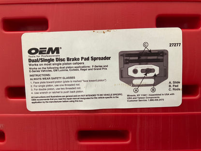 OEM Tools 27277 Dual Piston Brake Caliper Brake Pads Tool, Disk Brake Spreader