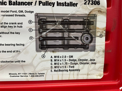 USED #16 - OEM TOOLS 27306 Long Reach Harmonic Balancer Crank Pulley Installer