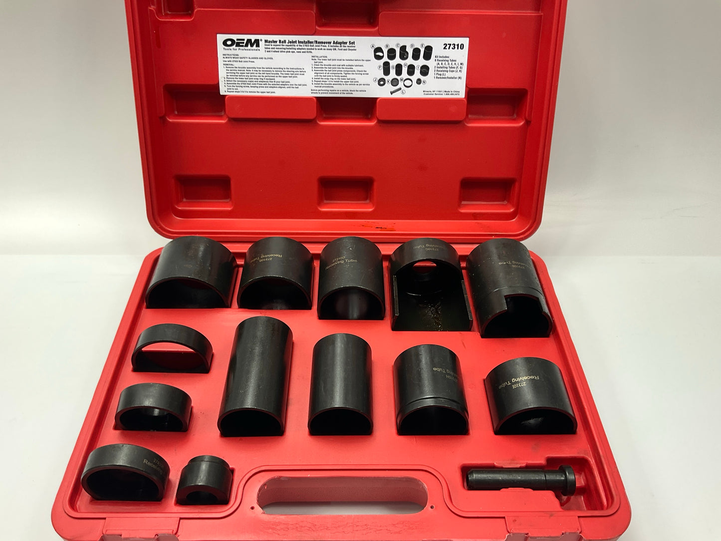 USED # 16 OEM TOOLS 37310 Master Ball Joint Installer / Remover Adapter Tool Set