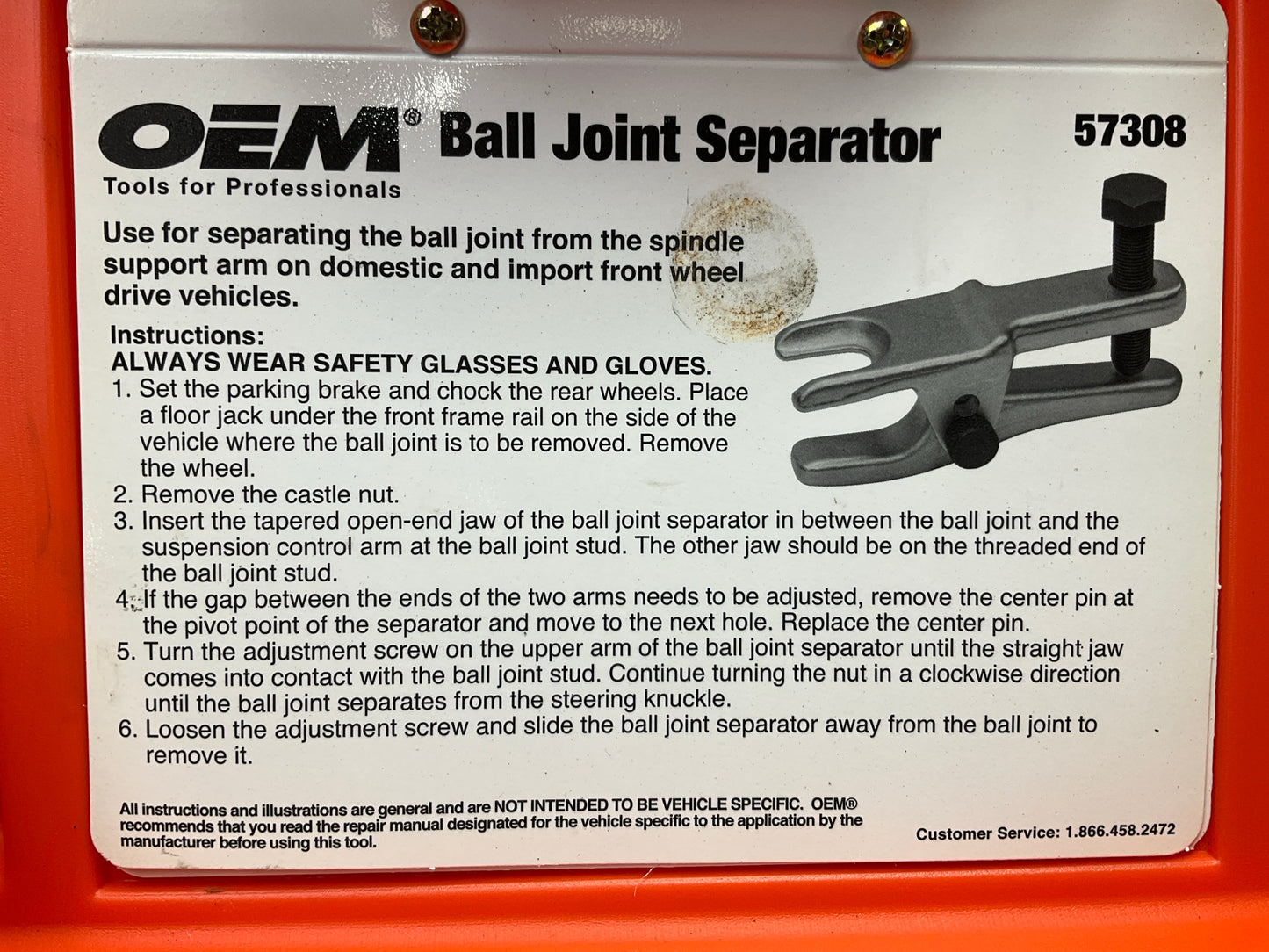 USED - OEMTOOLS 57308 7'' Fork Opening Ball Joint Separator Tool