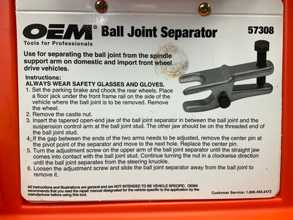 USED - OEMTOOLS 57308 7'' Fork Opening Ball Joint Separator Tool