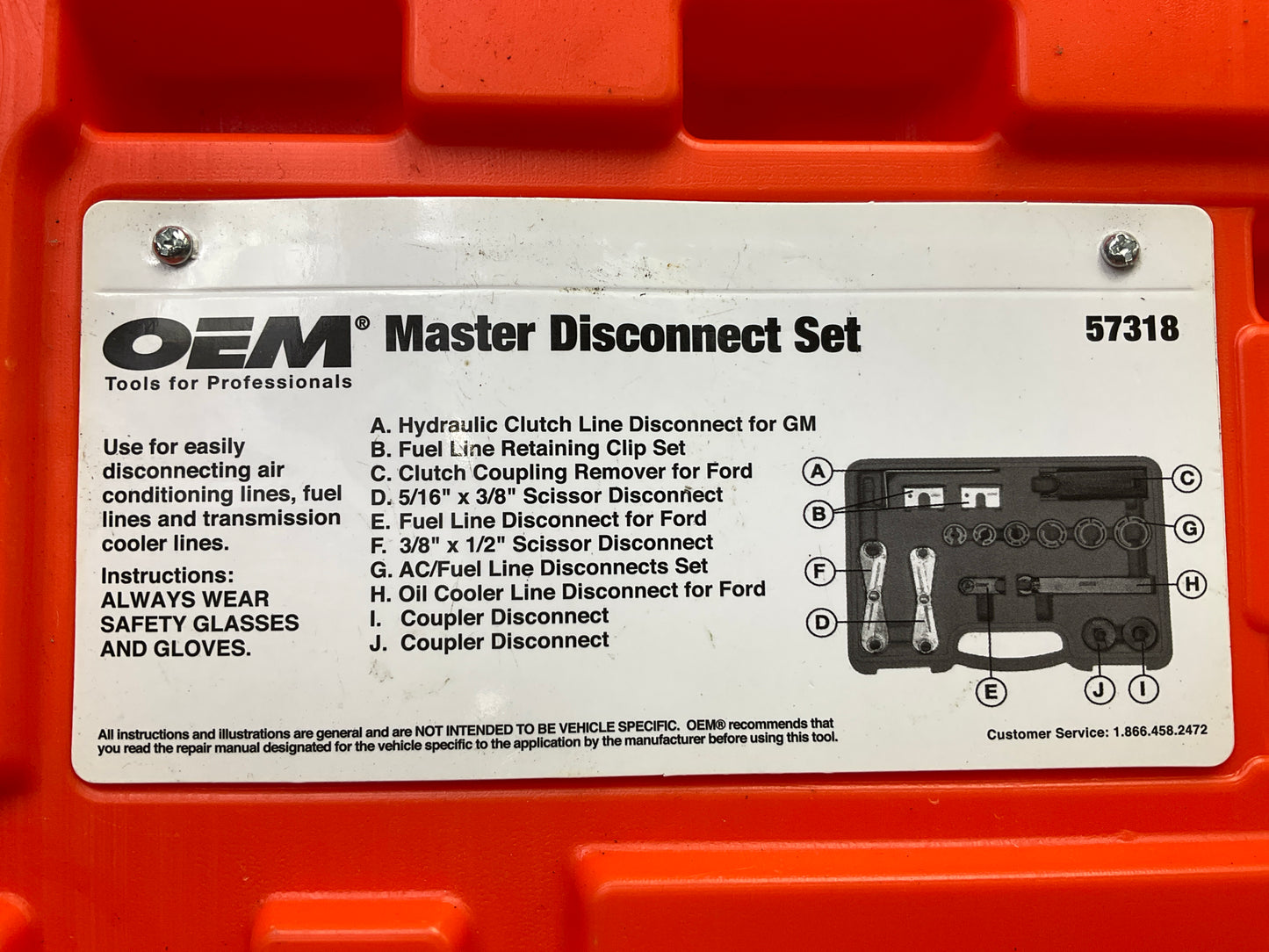 USED - OEMTOOLS 57318 Master Disconnect Tool Set: A/C, Fuel, Transmission Lines