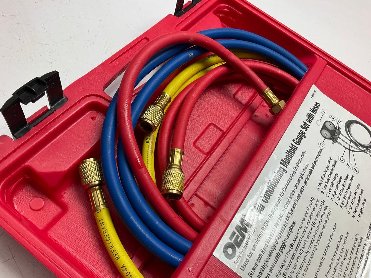 USED #1 OEM TOOLS 134 A/C Manifold Gauge Set + Hoses (Heavy Duty Brass Body)
