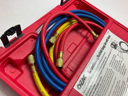 USED #1 OEM TOOLS 134 A/C Manifold Gauge Set + Hoses (Heavy Duty Brass Body)