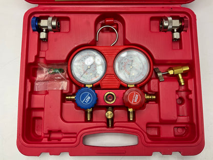 USED #4 OEM TOOLS 134 A/C Manifold Gauge Set With Hoses (Heavy Duty Brass Body)
