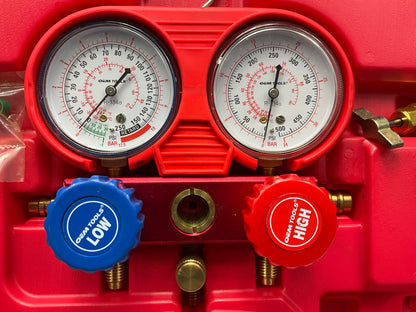 USED #4 OEM TOOLS 134 A/C Manifold Gauge Set With Hoses (Heavy Duty Brass Body)