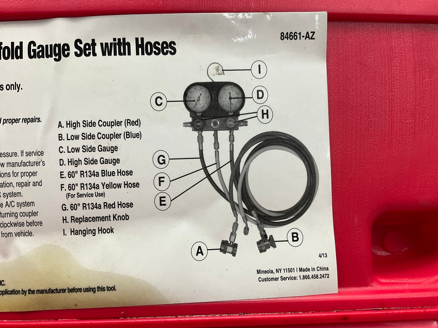 USED #4 OEM TOOLS 134 A/C Manifold Gauge Set With Hoses (Heavy Duty Brass Body)