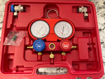 OEM TOOLS 134 A/C Manifold Gauge Set With Hoses (Heavy Duty Forged Brass Body)