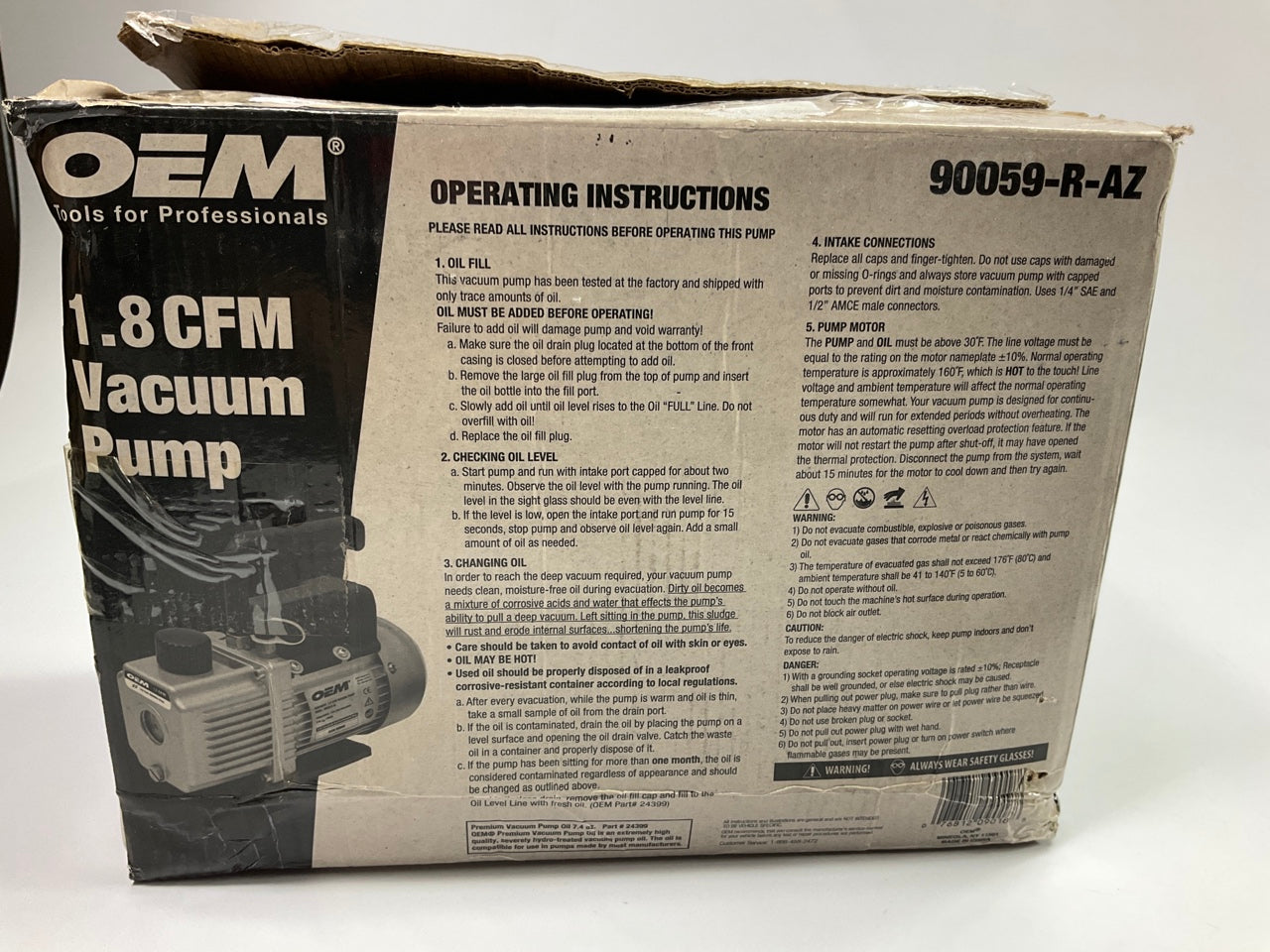 OIL LEAKED OUT - OEM Tools 90059-R-AZ 1.8 CFM Single Stage Vacuum Pump, 1/4'' HP