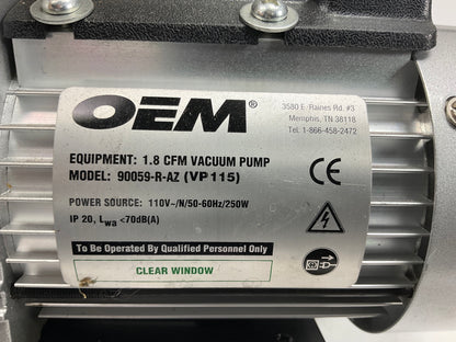 USED #3 - OEM Tools 90059-R-AZ 1.8 CFM Single Stage Vacuum Pump, 1/4'' HP, 110V