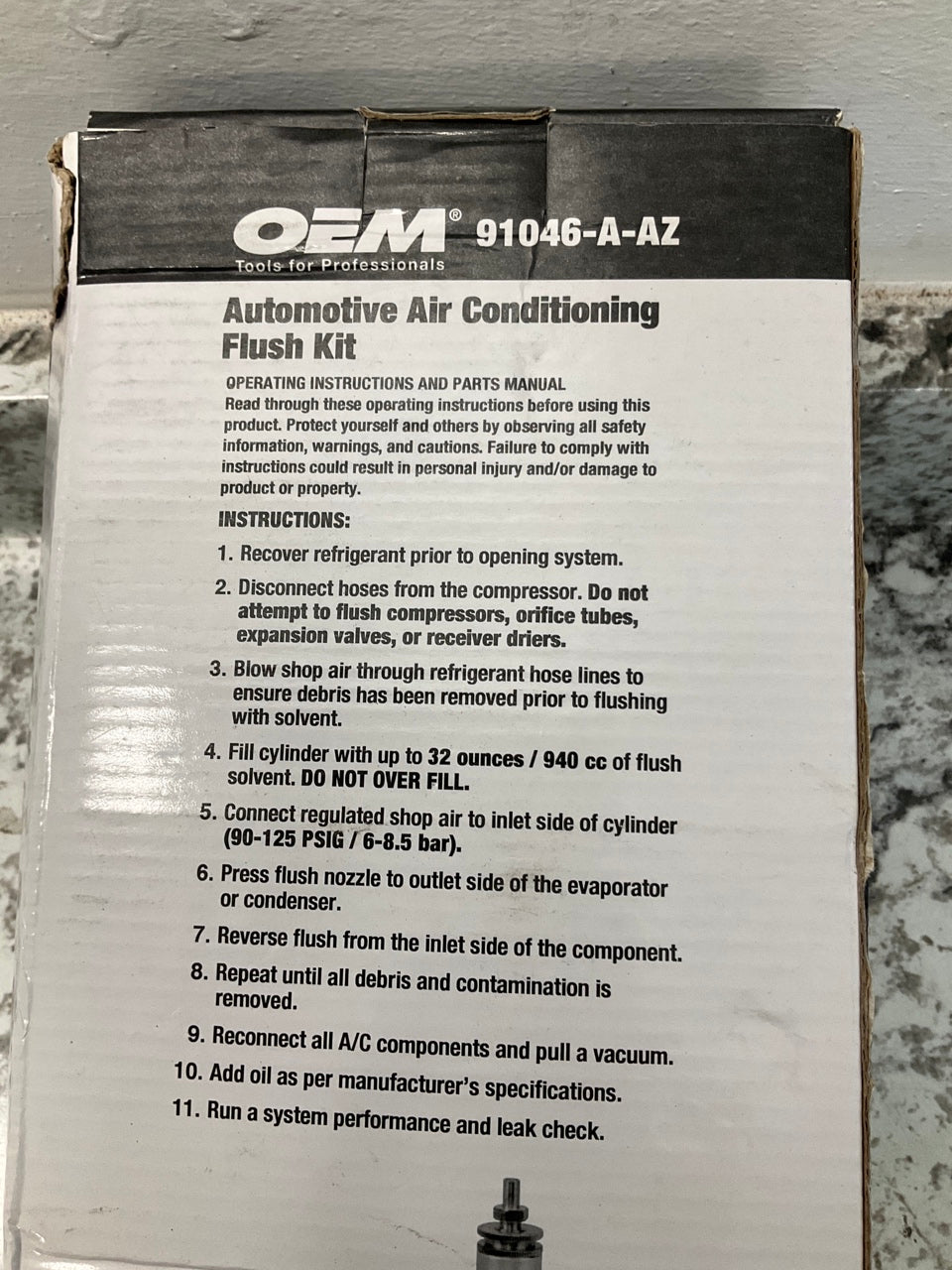 OEM Tools 91046-A-AZ A/C System Flush Kit Removes Oil And Debris