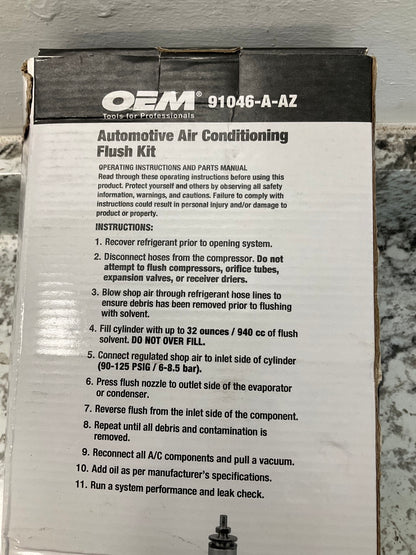 OEM Tools 91046-A-AZ A/C System Flush Kit Removes Oil And Debris