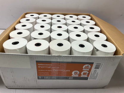 Office Depot 818638 Thermal Paper Rolls, 3-1/8'' X 273', White, Carton Of 50
