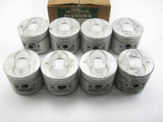 Ohio 696AP Pistons Set STANDARD SIZE Flat Head, W/4 Valve Reliefs - FORD 352 V8