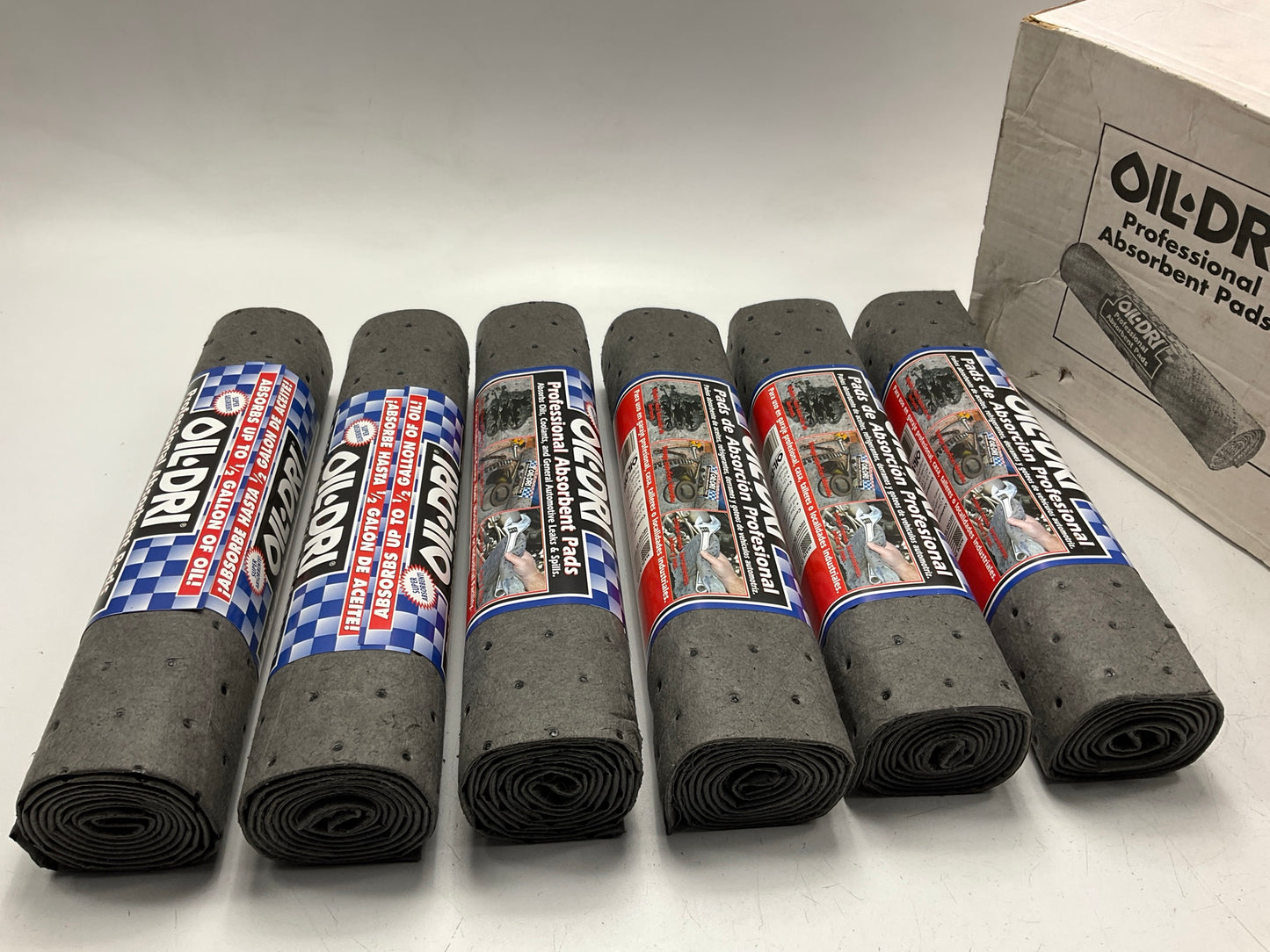 (6) Oil-Dri Universal Absorbent Pad Roll For Absorbing Liquid Spills 15''x60''