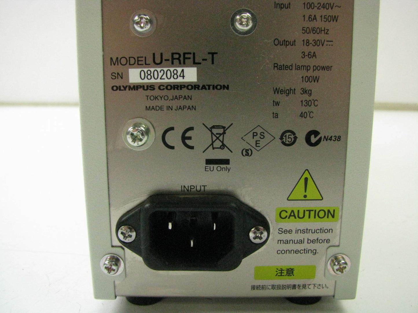 Olympus U-RFL-T Power Supply 100-240V 1.6A 50/60Hz 150W