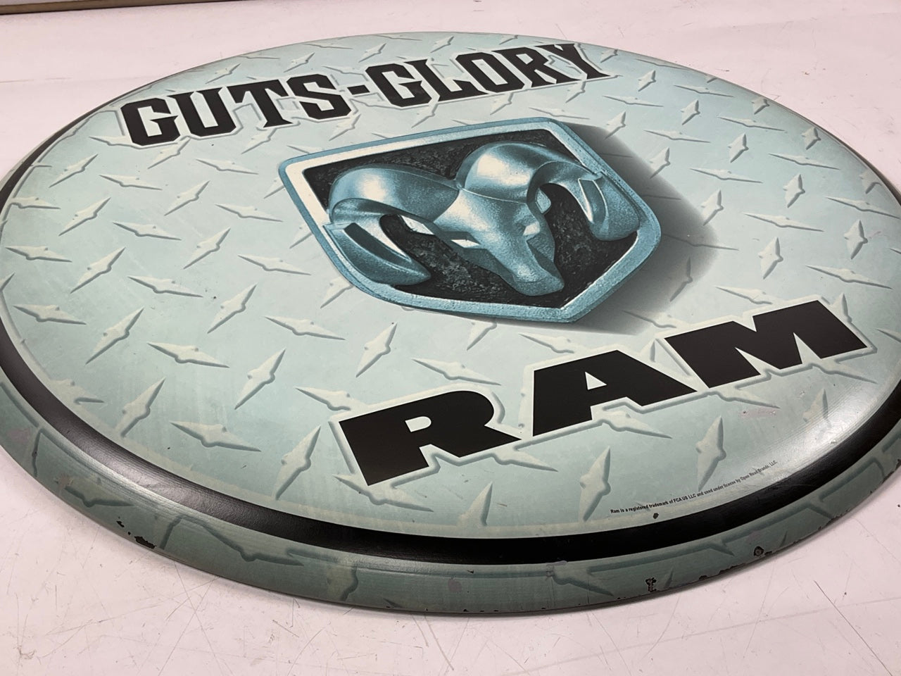 Open Road 1881439 Garage Man-Cave 24'' Diameter Wall Hanger Sign - Guts Glory RAM