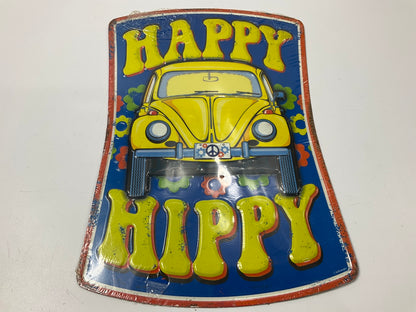 ''Happy Hippy'' Metal Sign Garage Wall Hanger Art W/ VW Bug