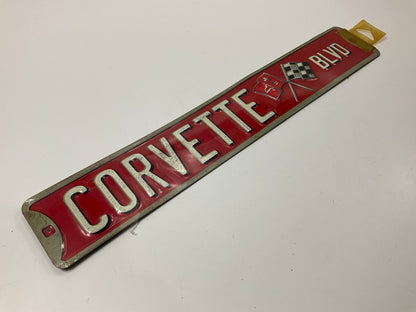 ''Corvette Blvd'' Garage Man Cave Tin Parking Street Sign, 20'' X 3-1/4'' Size