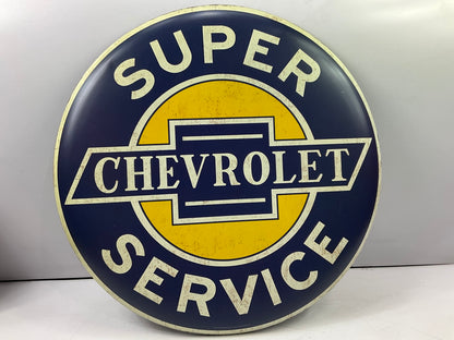 Chevrolet Super Service 24'' Diameter Tin Metal Garage Sign Man Cave Art Chevy