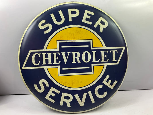 Chevrolet Super Service 24'' Diameter Tin Metal Garage Sign Man Cave Art Chevy