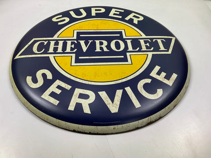 Chevrolet Super Service 24'' Diameter Tin Metal Garage Sign Man Cave Art Chevy