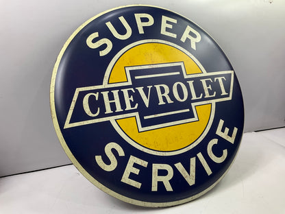 Chevrolet Super Service 24'' Diameter Tin Metal Garage Sign Man Cave Art Chevy