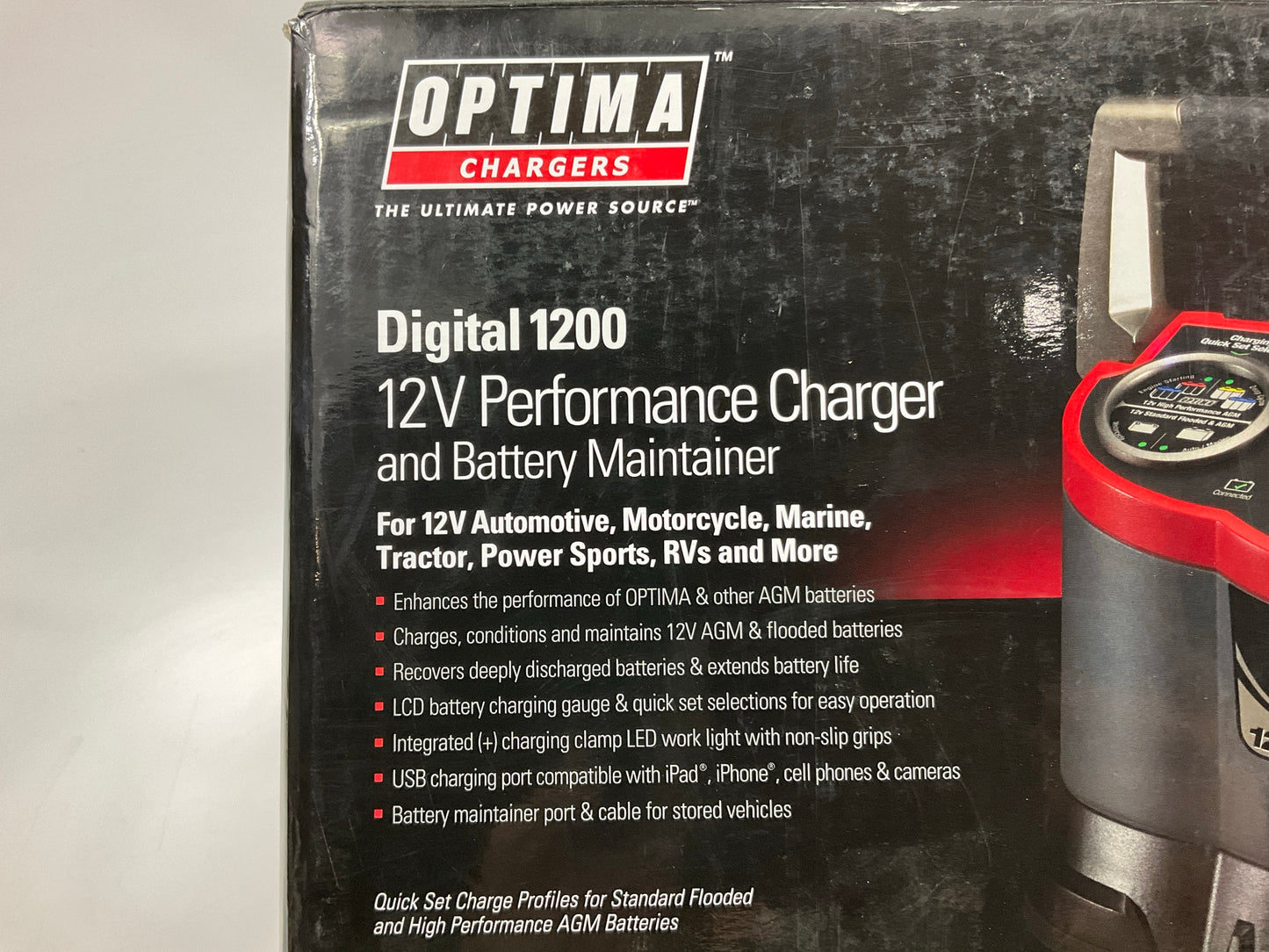 Optima 150-33508 Digital 1200 12V Performance Battery Charger And Maintainer