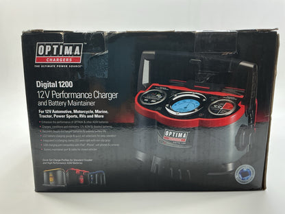 Optima 150-34178 High-Efficiency 12 Amp Digital 1200 Battery Charger, 12 Amp