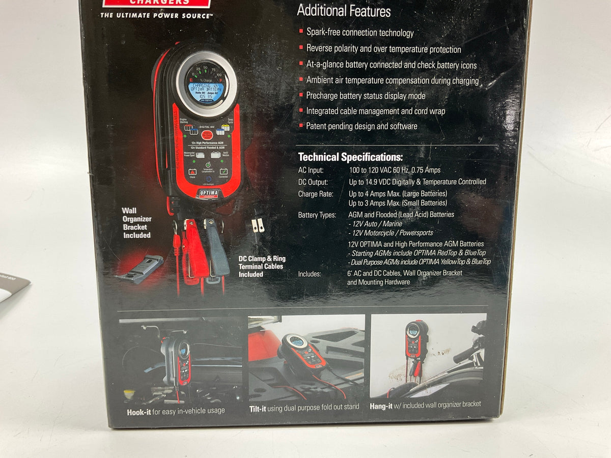Optima 150-40000 Digital 400 12V Battery Charger & Maintainer, 4 Amp Charging