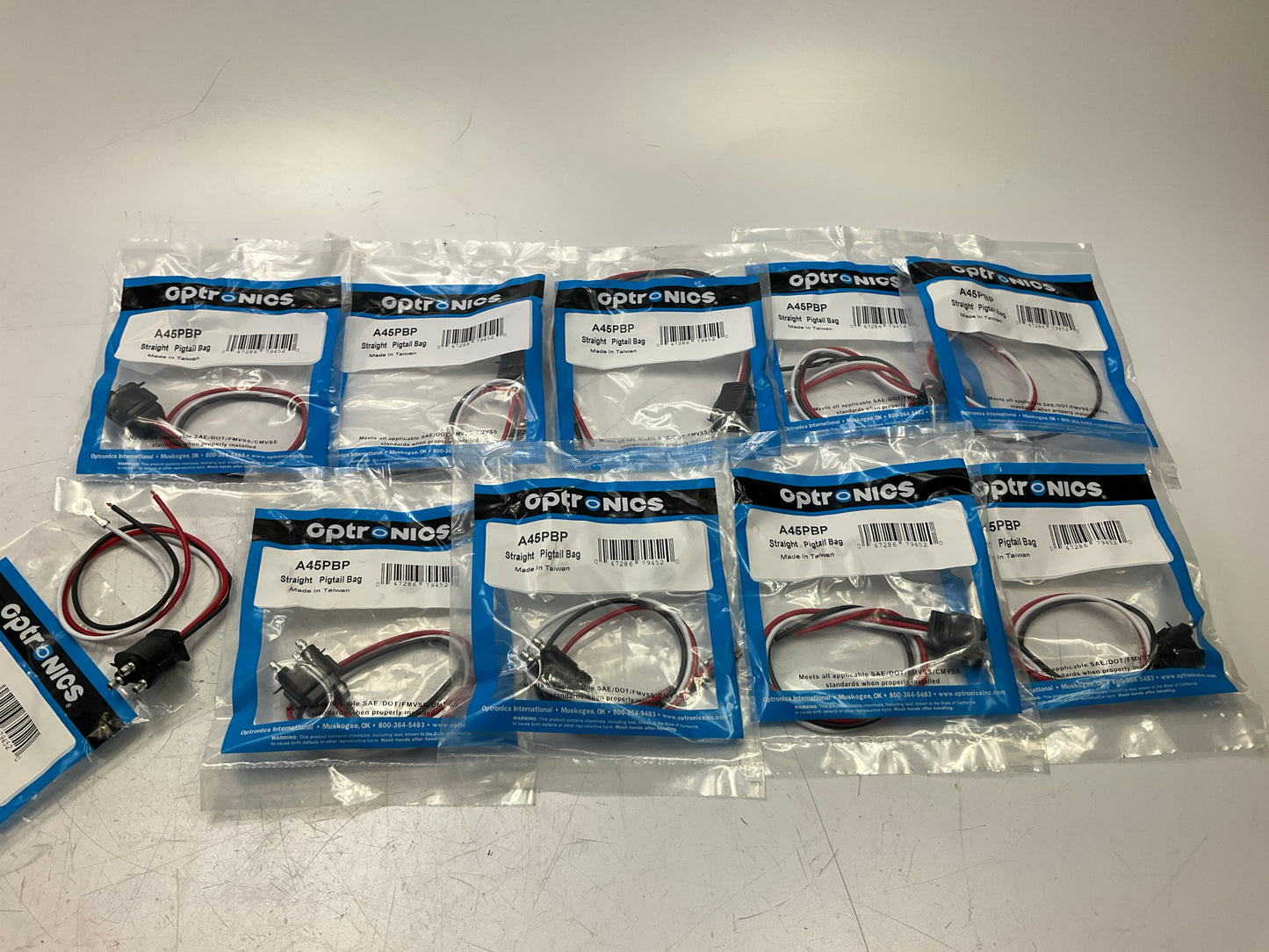 (10) Optronics A45PBP 3-Wire Molded Connector Plug, Double Contact Sealed Lights