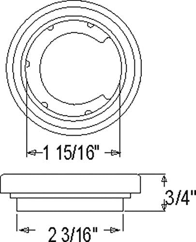 Optronics A54GBP 2'' Flush Mount Grommet, Black, For 2'' Round Trailer Lights