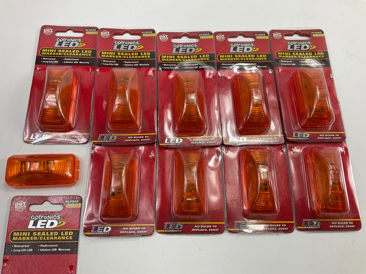 (10) Optronics AL90AS Rectangular Amber LED Mini Marker Trailer Clearance Light