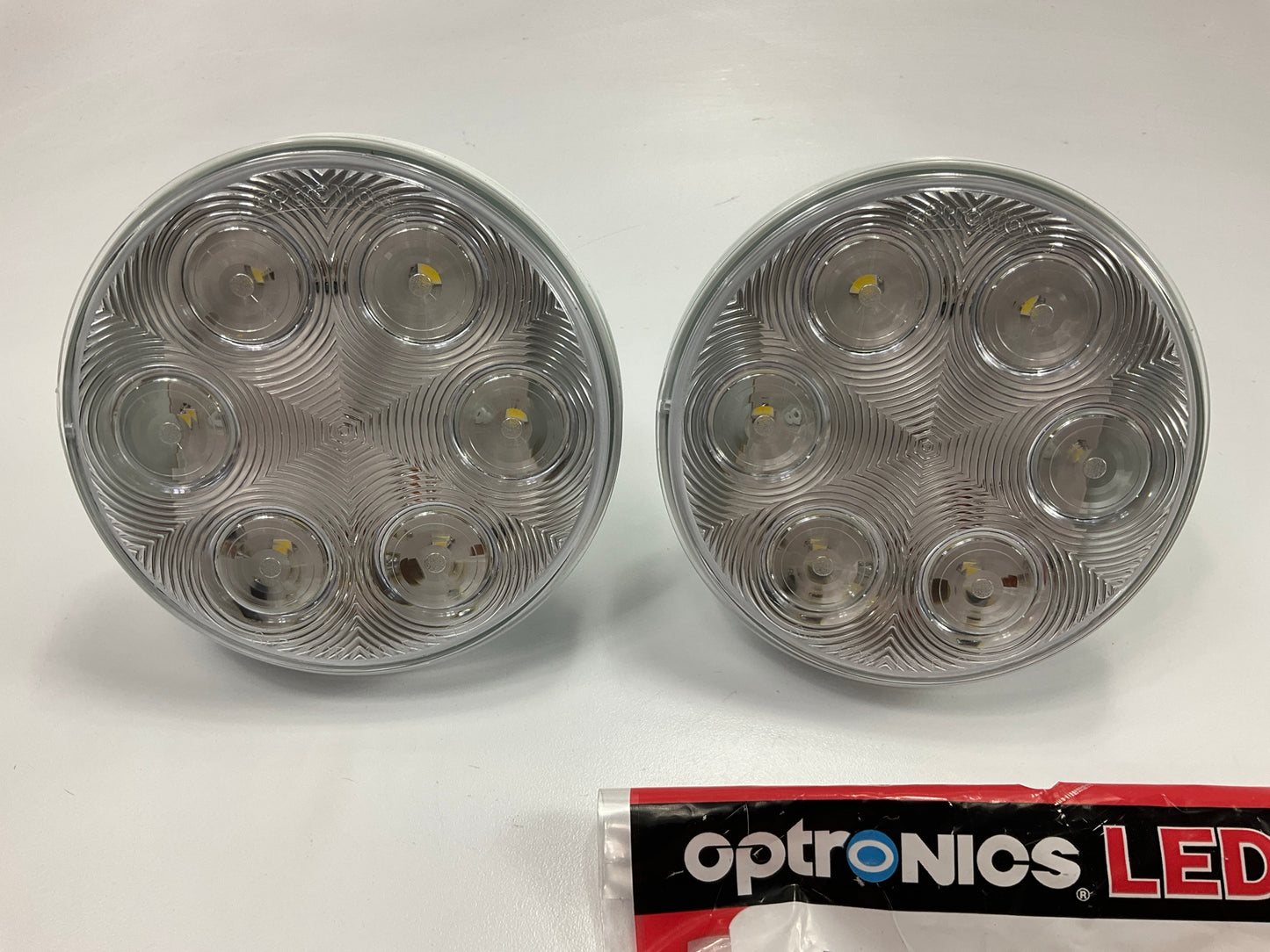 (2) Optronics BUL06CBP Fleet 4'' Round Sealed DOT LED Back-Up Light, White LED