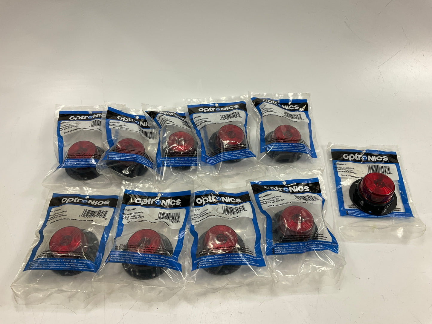 (10) Optronics MC54RBP 2'' Round, Red, Trailer Marker / Clearance Light Lamp