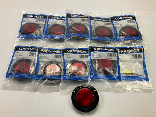 10 Optronics MC56RBP 2.5'' Red Recess Flange Mount Marker Clearance Trailer Light
