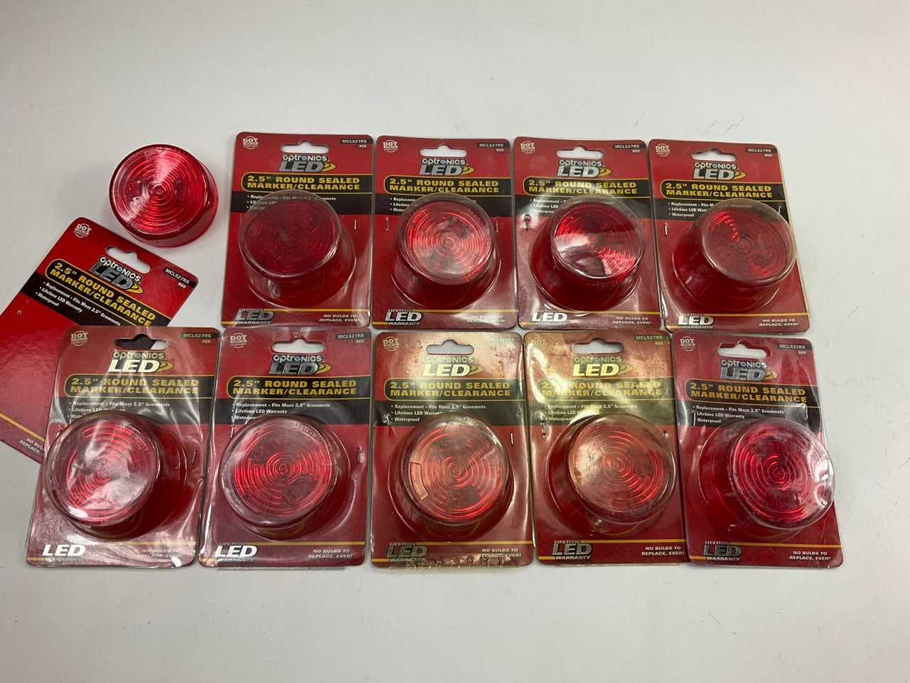 (10) Optronics MCL527RS 2.5'' Round Red LED Sealed Marker Clearance Light Lamp