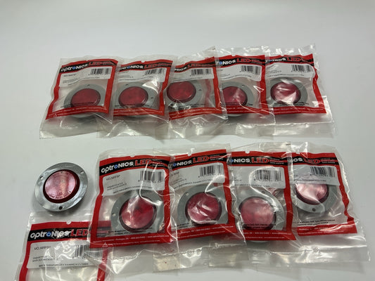 (10) Optronics MCL56RFBP 2'' Round Red LED Trailer Truck Marker / Clearance Light