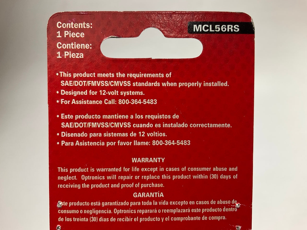 Optronics MCL56RS 2'' Round Red LED Sealed Marker Clearance Light Lamp, 12V