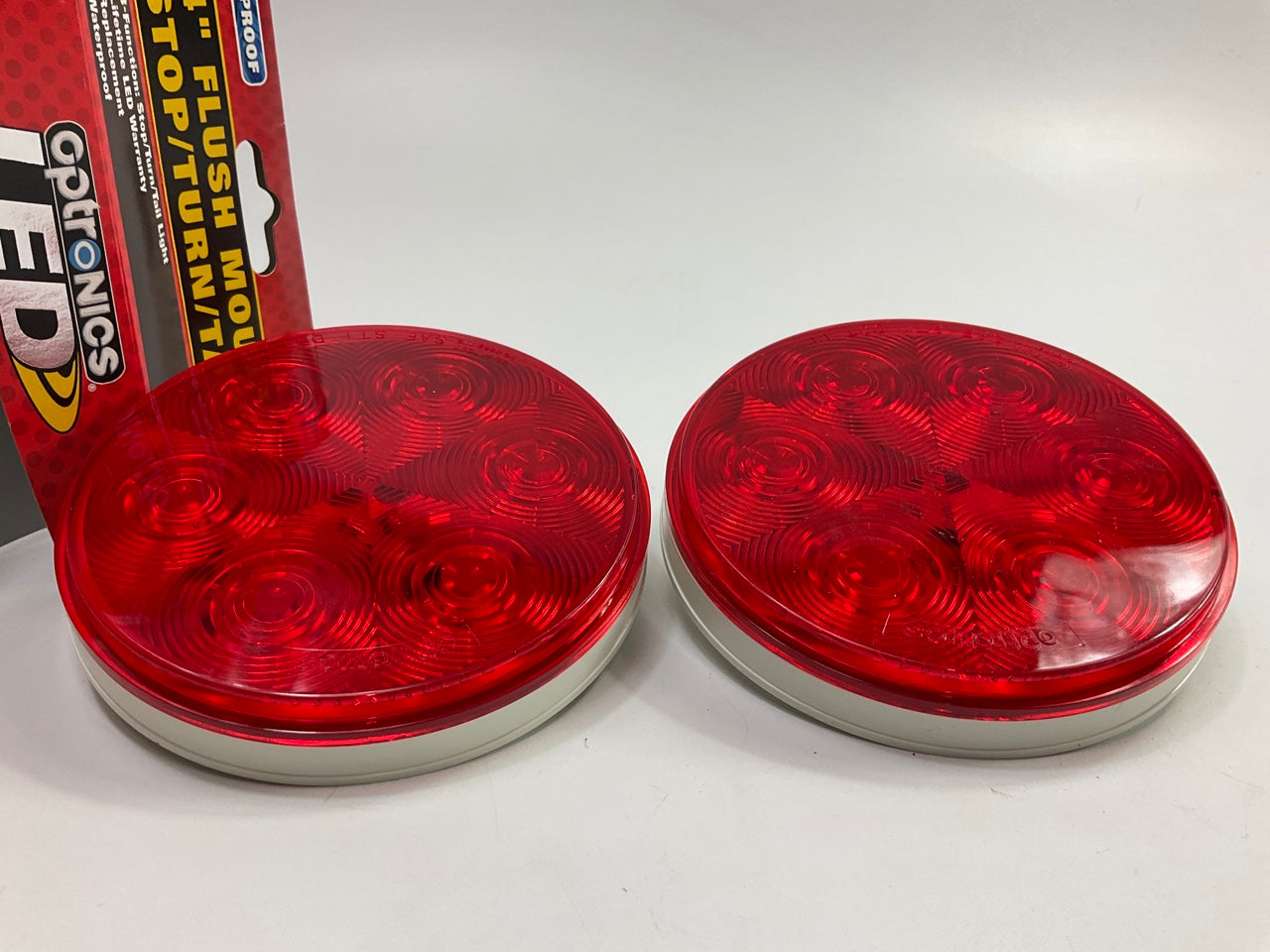 (2) Optronics STL13RS LED 4'' Flush Mount Stop/Tail/Turn Light Red LED Light Lamp