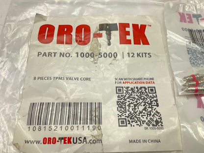 12 PACKS - Oro-Tek 1000-5000 Tire Valve Stem Cores, 8 Pcs In Each Pack, 96 Total
