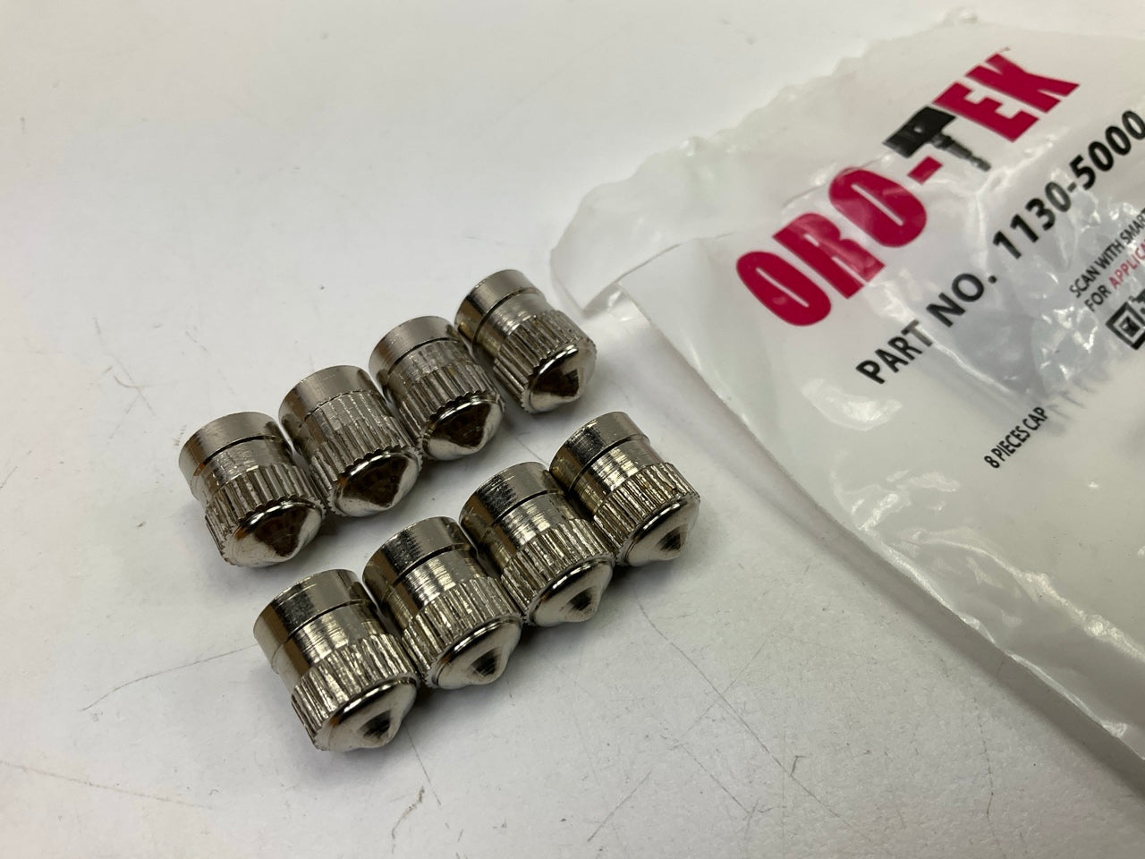 Oro-Tec 1130-5000 Silver Metal Wheel Valve Stem Caps - Pack Of 8