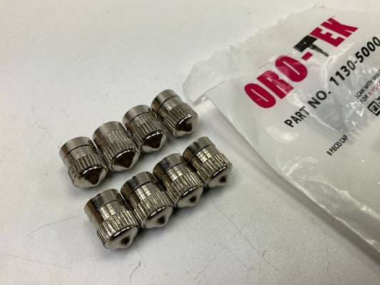 Oro-Tec 1130-5000 Silver Metal Wheel Valve Stem Caps - Pack Of 8