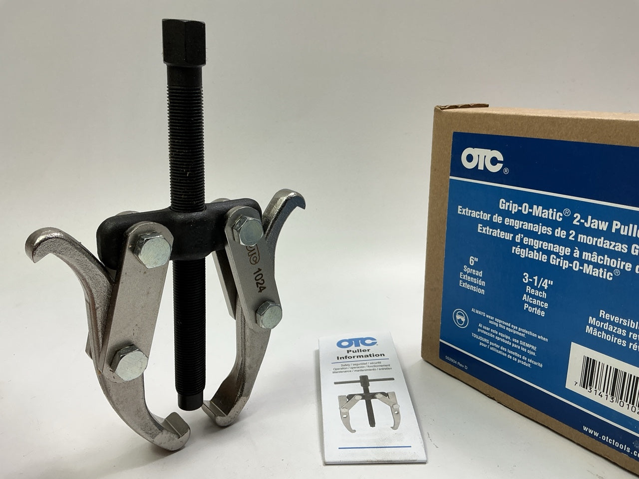 OTC 1024 5 Ton 2 Jaw Reversing Puller Reach 3-1/4, Spread 6''