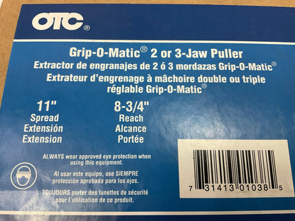 OTC 1038 11'' Spread 7-Ton Long 2/3-Jaw Grip-O-Matic Puller