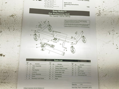 OTC 1580 Easy Roller 1,500lb Capacity Vehicle Dolly