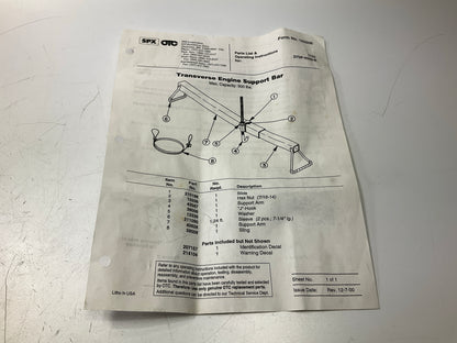 OTC 1722 Transverse Engine Support Bar - 500 Lbs