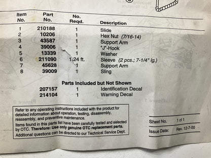 OTC 1722 Transverse Engine Support Bar - 500 Lbs